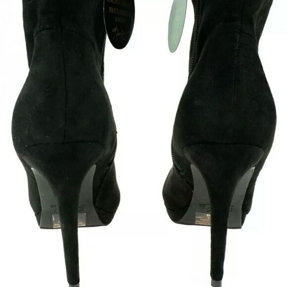 NWT Thalia Brisa Gorgeous Sz 7 W Knee High Black Suede Stilettos High Heel Boots - Picture 9 of 12
